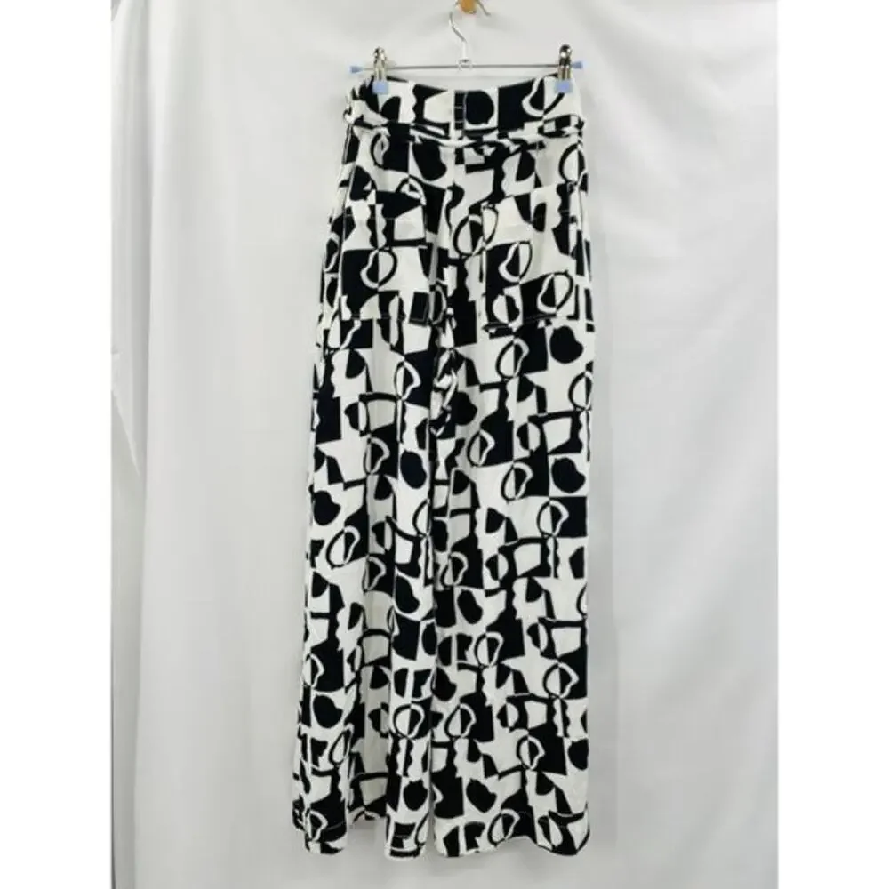 shoulder brand black & white palazzo pants‎